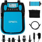 UPWELL Rechargeable Paddle Board Pump - Electric SUP Air Pump 16PSI 6000mah with 2 USB Ports, 3 LED Lights and 6 Nozzles for Stand Up Paddle Boards, Boats,Tents