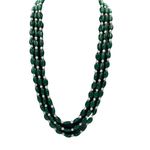 AAMRAPALI SILVER GEMS 3-Line Green Multicolor Beads Necklace - Perfect for Everyday Elegance