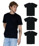 Riot Society Classic T-Shirt - Basic Short Sleeve Essential Crew Neck T-Shirts, 3-pack Heavyweight Basic (Black, Black, Black), Small