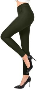 Ginasy Dress Pants for Women Business Casual Stretch Pull On Work Office Dressy Leggings Skinny Trousers with Pockets Green