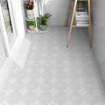 Peel and Stick Floor Tiles, Vinyl Flooring Self Adhesive Floor Tile, Waterproof for Bathroom Kitchen Living Room Grey White Pattern 20x20 cm 20 pcs