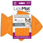 LickiMat Felix, Fish-Shaped Cat Slow Feeders for Feline Boredom and Anxiety Reduction; Perfect for Food, Treats and Anxiety Reduction, Orange