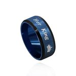 Fashion 2-Tones King Ring, Black Blue, Matching Couples Wedding Band Engagement Valentines Jewelry for Men Y1314 (Size 9)