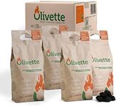 Organic Charcoal Briquettes by Olivette, Reusable Charcoal for Grilling, USDA Certified, Recycled Olive Tree Byproduct, Ready to Light, 6.6 lb. Bag Equal to 20 lb. Regular Charcoal, 4-Bag Bulk Case