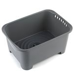 Beldray LA042873 Wash & Drain Kitchen Bowl - Washing Up Bowl Draining Plug, 8L, Ideal For Home Sinks, Camping, Caravans, Motorhomes, Easy Drain, Small & Compact Plastic Cleaning Tub, Grey