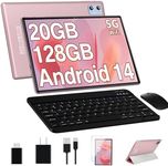 Android 14 Tablet 10.1 Inch Tablets 2024 Newest, 20GB RAM 128GB ROM 1TB Expand Octa-Core Tablet with Keyboard Mouse, 1280x800 IPS HD Touchscreen, Bluetooth WI-FI 6 - Rose Gold/Pink