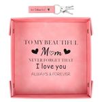 Gifts for Mum, Mum Birthday Gifts - Premium Leather Pink Jewelry Tray - Mum Gifts from Daughter Son, Gifts for Mum on Her Birthday Mothers Day Christmas, Best Mum Ever Gift