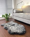 Hugs Living Soft and Fluffy Faux Fur Rug, Chair Cover Seat Pad Sofa Cushion for Living Room and Bedroom (Natural Grey, 24" x 40" | 61 x 102 cm)