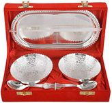 INDICRAFTSVILLA: Crafts Place to Discover World Traditional German Silver Bowl With Box (Silver)- 5 Piece, 250 ML