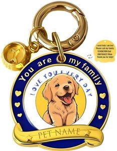 Personalized Custom Dog Name Tags - Brass Engraving Pet ID Tags for Dog Collar with Name and Phone Number,Creative Customize Puppy Nameplate Lost Pet Recover Tag,Golden Retriever