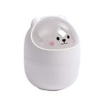 Mini Trash Can with Lid, Cute Swing Lid Countertop Trash Bin, Dustbin Trash Bin, Tiny Waste Bin Makeup Pad Garbage Holder for Coffee Table Kitchen, 4L (White)