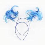 2 Pack Blue Ponytail Headband Feathers Head Bopper Party Accessory headband adult for Costume Party School Festivals