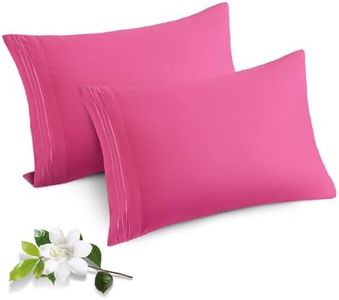 Horbaunal 2 Pack Microfiber Pillowcases Standard Size Hot Pink Bed Pillow Cases with Envelope Closure, 1800 Thread Count Soft & Shrinkage Resistant Pillow Covers, 20 x 26 Inches