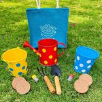 Lattooland Little Gardener's Kit | Complete Gardening Kit for Children 3-8 Year Old| Gardening Tools, Metal planters, Metal Watering can, Soil, Seeds, Plant Markers | Flower Grow Set | Birthday Gift