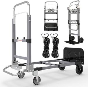 3 in 1 Convertible Hand Truck Dolly Cart with Wheels Collapsible/Folding handtruck Dolly / 2 Straps/Adjustable Height/for Luggages/Cartons/Warehouse/Supermarket/Office / 500 Lbs Load