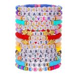 14 Pcs TS Friendship Bracelet Set, TS Album Inspired Bracelets, Multi-layer Letter Bracelet, Colourful Beaded Friendship Bracelets, Jewelry Accessories for Music Lover, 1989 Lover Fearless Reputation