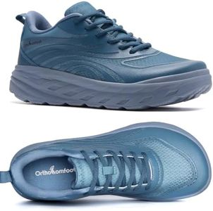 OrthoComfoot Men's X-Wide Orthopedic Diabetic Walking Sneakers, Stable Arch Support for Plantar Fasciitis and Heel Pain, Lightweight Cushioned Design for Daily Work and Walking, Dark Blue, Size 11