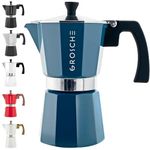 GROSCHE Milano Stovetop Espresso Maker Moka Pot 6 Espresso Cup - 9.3 oz, Blue - Expresso Coffee Maker Stove top Coffee Maker Moka Italian Espresso greca Coffee Maker Brewer Percolator