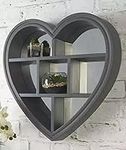 NEW GREY HEART MIRROR SHELF 6 SECTIONS ELEGANT VINTAGE HALLWAY DECORATIVE WALL SHELF WALL MIRROR PERFECT BEST GIFT