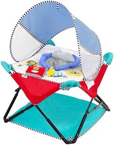 Bright Starts Pop 'N Jump Portable Baby Jumper, Foldable Indoor/Outdoor Baby Jumper with Sweet Treats with Sensory Activities, Ages 6–12 Months