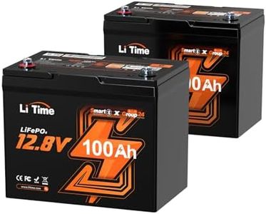 LiTime 12V 100Ah Trolling Motors Lithium Battery, Group 24 Bluetooth LiFePO4 Battery, Up to 15000 Deep Cycles, Low-Temp Protection, Mini Size for RV, Camper, Trailer, Van, Truck, Marine (2-Pack)