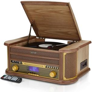 Bluetooth Record Player DAB Radio Cassette CD Player Vinyl Player Turntable, CD Player DAB & FM Radio Bluetooth Cassette Tape Player USB, MP3 Record & Playback - MRD-51BT