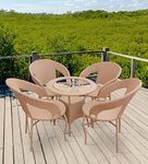 CORAZZIN Patio Seating Chair and Table Set of 5 Outdoor Furniture Garden Patio Seating Set 4 Chairs & 1 Table Balcony Furniture Coffee Table Sets - (Light Brown), Rattan, 24 Inch, 24 Inch, Inch