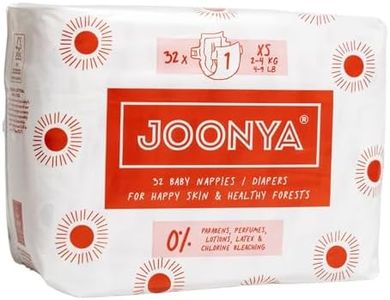 Joonya Baby Nappies, Size 1 XS (2-4 kg) - 1 Bag of 32 - **New Range** - NonToxic, Eco-Friendly, Ultra Slim, Overnight Use - Made in Denmark