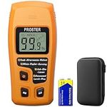 Proster Damp Meter for Wood Moisture Meter with Battery LCD Display Wood Moisture Tester Wood Moisture Detector for Firewood Paper Cardboard (Range 0-99.9%)