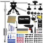 PDR TOOLS 132PCS Paintless Dent Removal Kit with Black Dent Lifter、Silver Bridge Dent Puller、Slide Hammer T bar and Metal Long T-Pull Tabs for Repairing Big Dents, Small Dents, Dings and Hail Damage