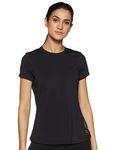 Van Heusen Women's Proactive Anti Bacterial Regular Fit T-Shirt - Round Neck, Moisture Wicking, Short Sleeve_88402_Black_M