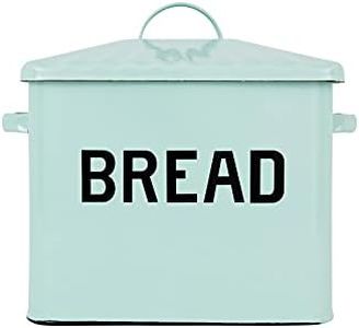 Creative Co-Op EC0124 Enameled Metal Distressed Bread Box with Lid, Blue