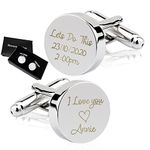 Personalised Cufflinks for Men Engraved Cufflinks for Him Custom Gifts for Dad Usher Boyfriend Husband Best Man Groomsman at Anniversary Wedding Engagement Fathers Day with Gift Box (Love)