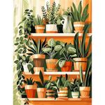 Plant Paint by Numbers for Adults-Potted Canvas Oil Painting Kit for Adults,DIY Craft Art Painting Kit Acrylic Pigment Drawing Paintwork for Gift Home Wall Decor 12x16inch (Without Frame)