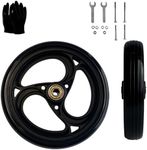 2Pcs 8 Inch Black Wheels for Walker - Universal Hard Rubber Walker Wheels Replacement, Fit Drive Rollator & Wheelchair Wheel, Anti-Slip Strips，All-Floor Safe Rolling, Essential Walker Accessories