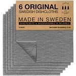 SUPERSCANDI Swedish Dish Cloth 6 Pack Eco Friendly Reusable Sustainable Biodegradable Cellulose Dish Cloths Linge A Vaisselle For Kitchen Dish Rags Washing Wipes Paper Towel Replacement Washcloths (6 Pack Grey)