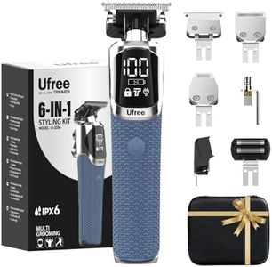 Ufree 6-in-1 Professional Beard Trimmer for Men, IPX6 Waterproof Electric Shaver Razor, Cordless Body Hair Trimmer for Mustache, Nose, Type-C Mens Gooming Kits, Birthday Valentines Gifts for Him