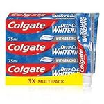 Colgate Deep Clean Whitening Toothpaste, 3 x 75 ml | Helps remove stains | Removes plaque | Clinically proven | Fights cavity