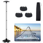 Boat Cover Support Poles with Anti-Slip Rubber Base, Stainless Steel Boat Cover Support System with Adjustable Strap,Pontoon Cover Support Poles with Hose Clamp,Suitable for Most Boat (Black)