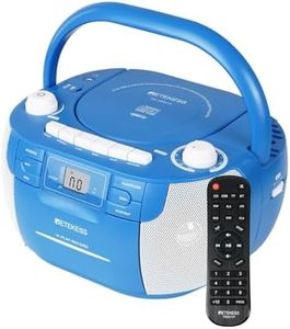Retekess TR621P CD Player Boombox,Cassette Tape Player,Wireless,AM/FM Radio,Remote Control,Stereo Sound,Tape Recording, USB/TF,AC/D Battery Powered for Home