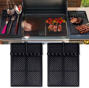 Pet Baby 2PCS Silicone Griddle Tools Mat, Large Spatula Mat with Drip Pad Griddle Silicone Mat Side Shelf Mat for Grill BBQ Griddle Accessories-16×11.5"