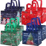 OTMVicor 8 packs Christmas Tote Bags,Reusable Gift Bags with Handles,Waterproof Christmas Treat Bags for Xmas Party