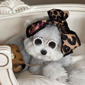 KUDES Cute Dog Sunglasses Pearl Dog Sunglasses Small Medium Breed Girl Holiday Party Dog Costume Accessories
