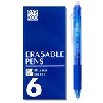 ParKoo Retractable Erasable Gel Pens Clicker, Fine Point, Blue Ink, 6-Pack