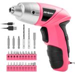 Hi-Spec 27 Pc Electric Screwdriver Pink 3.6V with 23 Drill Bit Set for Women. Cordless Screwdriver Tool with Rechargeable Battery & LED Light. Ideal Electric Screwdrivers Cordless for Home & Office.