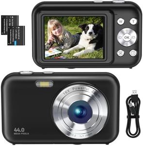 Cámara Digital Compacta, Cámara de Alta Definición 44mp 1080p, Zoom Digital 16x, LCD de 2,4 Pulgadas Recargable con 2 Baterías para Niños, Adultos y Principiantes