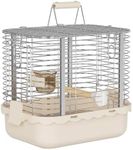 YOOSO WING Bird Carrier Travel Cage, Durable Portable Stainless Steel Birdcage with Bird Perch & Feeding Bowl for Parrots Canaries Budgies Lovebirds Conures Cockatiels (Small Light Brown)