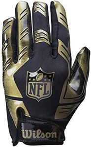Wilson WTF930600-REY NFL Stretch Fit Receivers American Football Gloves, One Size, Black/Gold