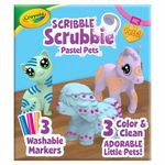 Crayola Scribble Scrubbie Pastel Pets (3ct), Grooming Pet Toy for Kids, with Washable Markers & Brush, Gift for Girls & Boys, 3+