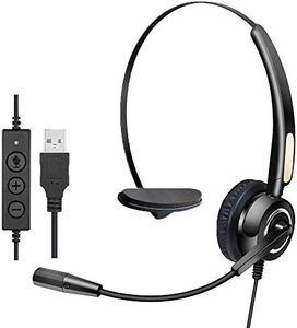 MCHEETA USB Headset with Microphone, Computer Headsets with Noise Canceling Microphone, Call Center Wired Headset USB for PC/Laptop/Skype/Computer
